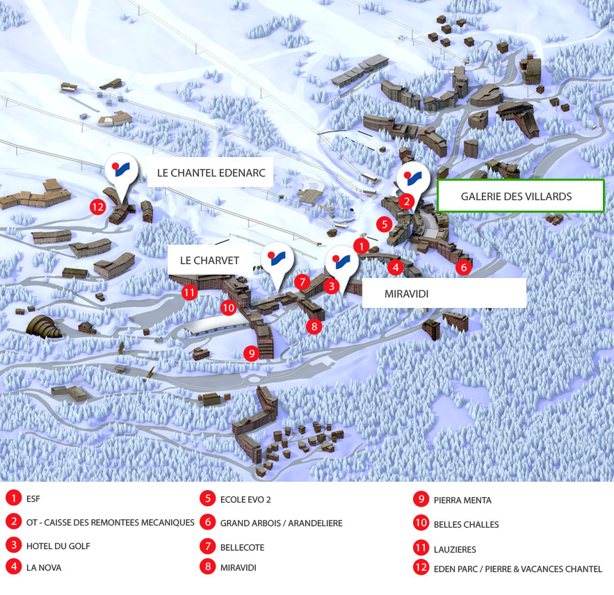 Access map Intersport LES ARCS 1800