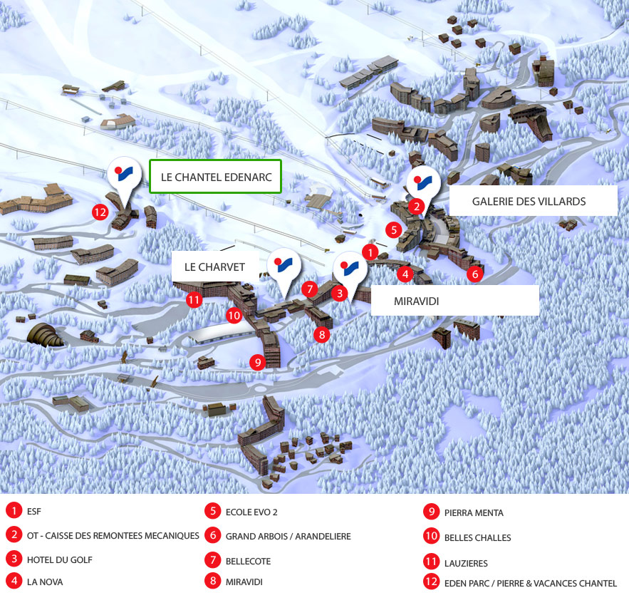 Access map Intersport LES ARCS 1800 Chantel Edeanarc